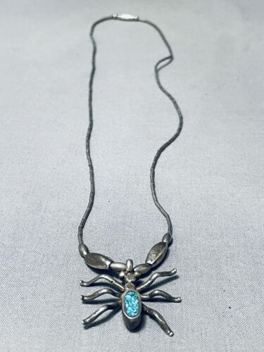 VERY UNIQUE VINTAGE NAVAJO SPIDER TURQUOISE INLAY 