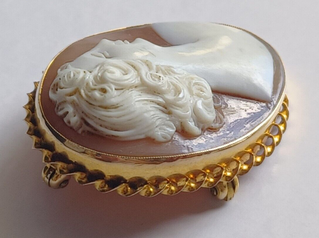 Antique Victorian Shell Cameo & 10K Yellow Gold P… - image 10