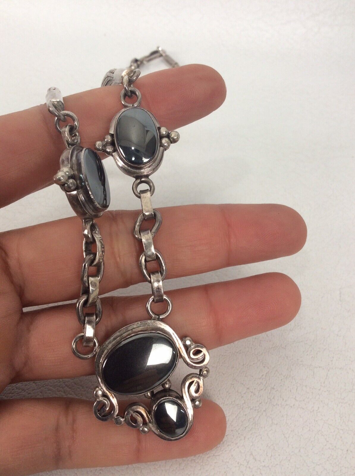 Gorgeous sterling Silver 925 Hematite Necklace - image 3