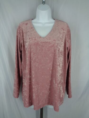 J Jill Pink Crushed Velvet Tunic Top Size Small V… - image 1