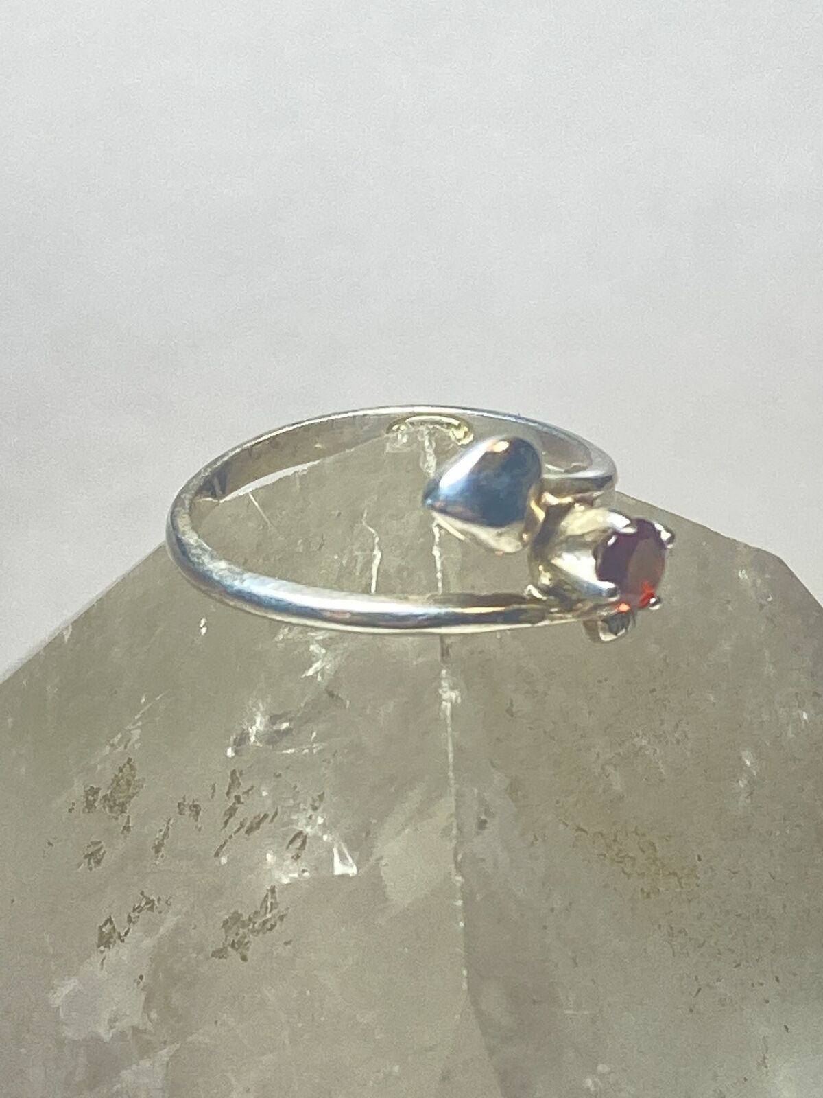 Heart ring garnet love arrow heart sterling silve… - image 7