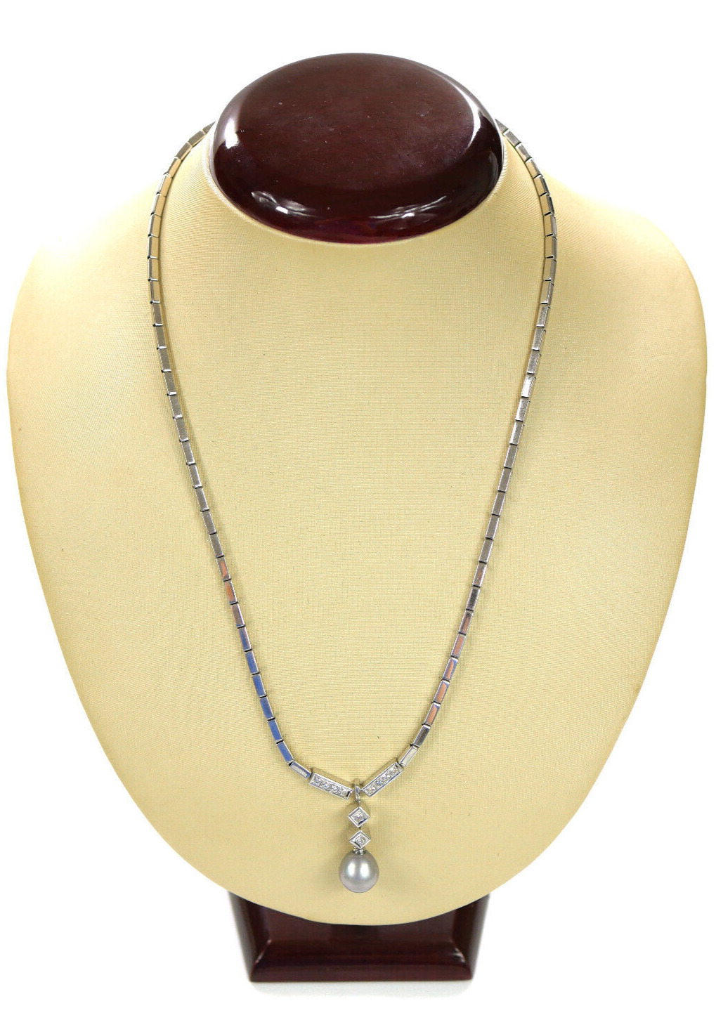 Elegant Necklace - With Diamonds + Drop Shaped Be… - image 1