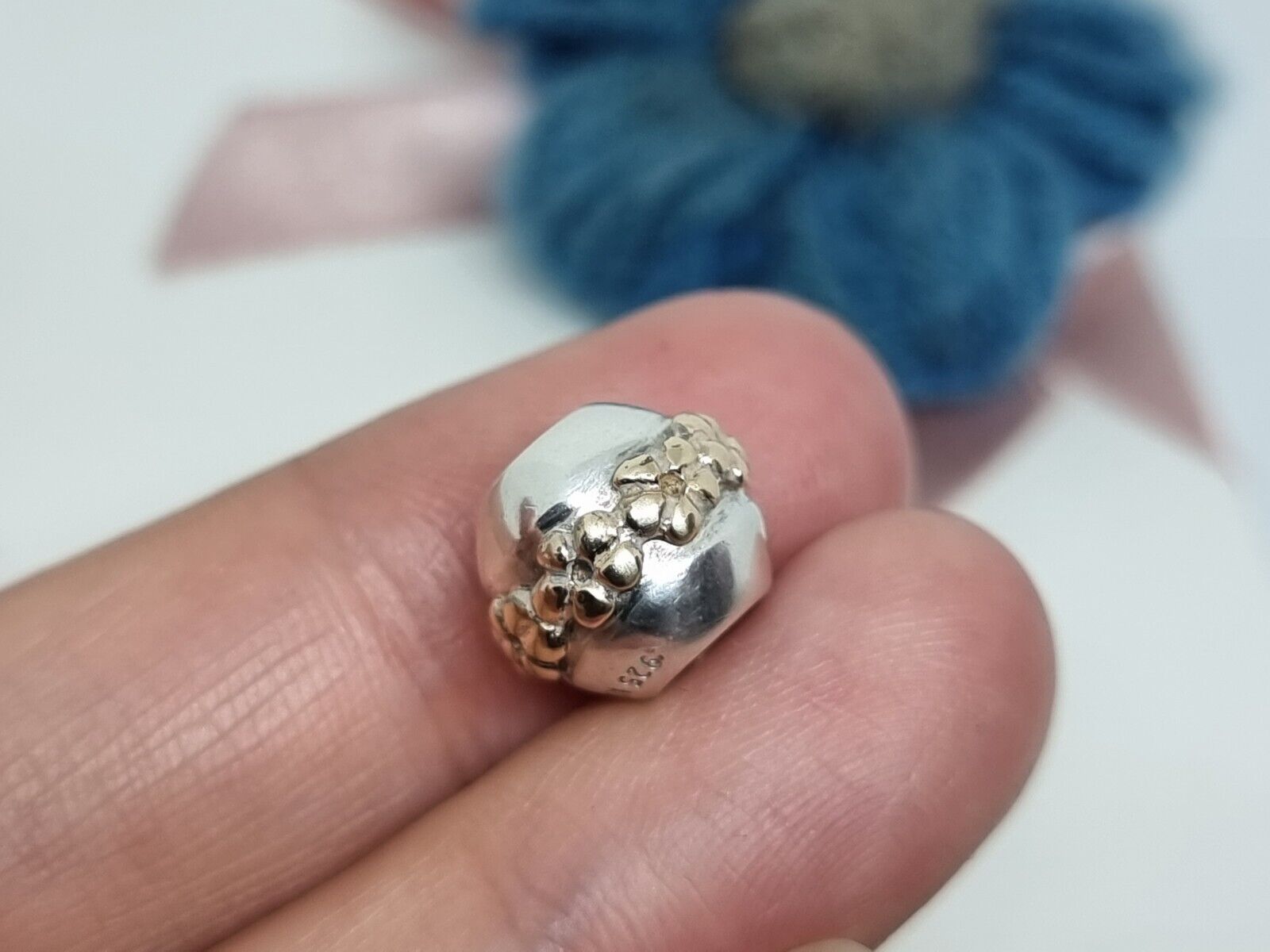 Genuine Pandora Silver & 14k Gold Saturn Flower C… - image 9