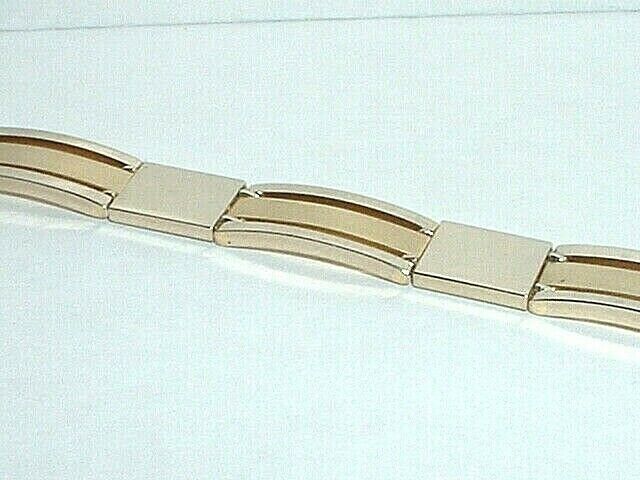 14K TWO TONE GOLD FANCY 8" TWO TONE BRACELET - image 6