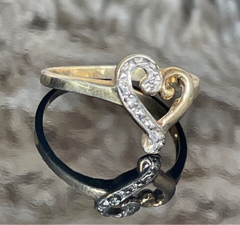 925 STERLING SILVER VERMEIL AND DIAMOND HEART RIN… - image 5