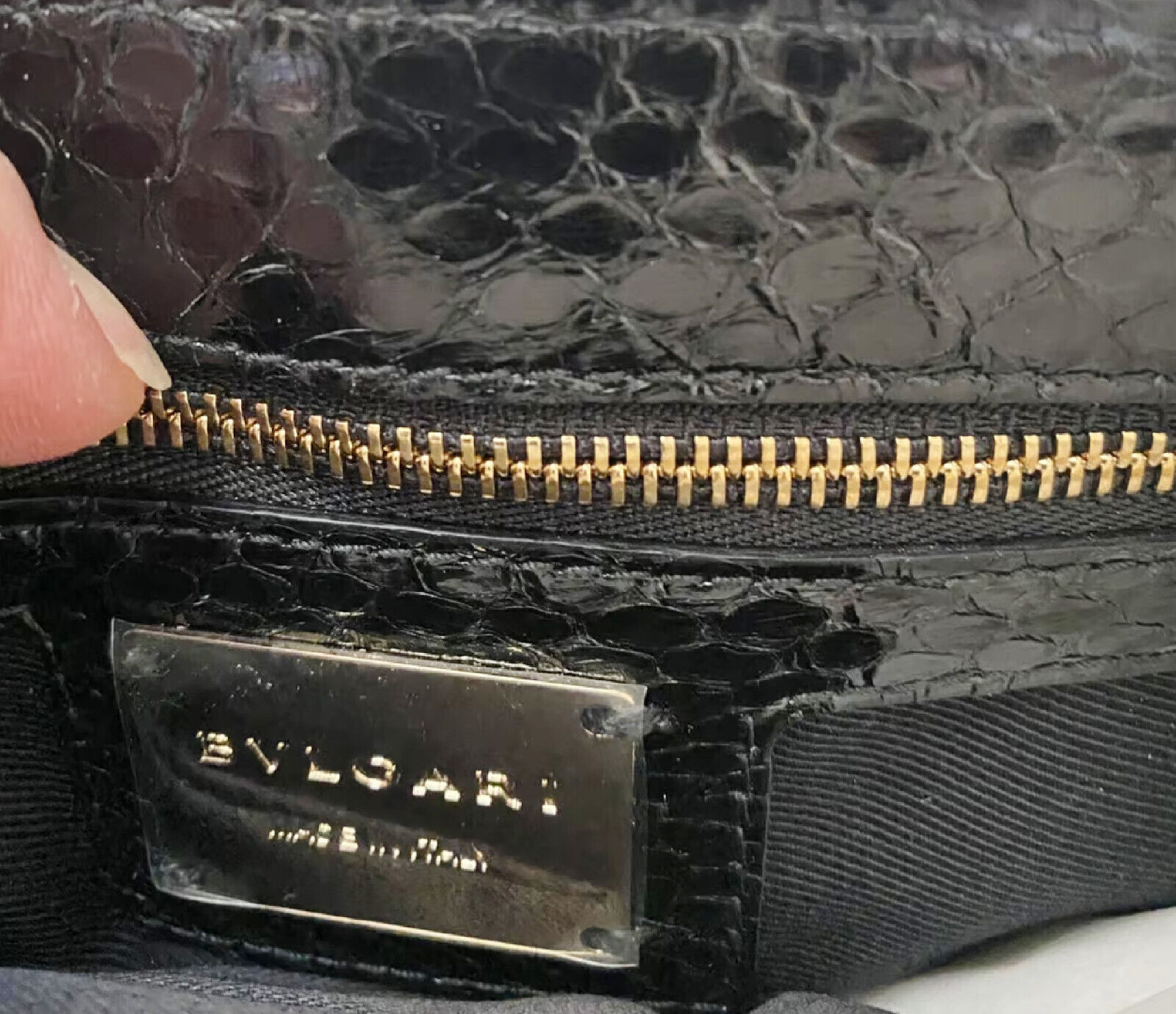 BVLGARI ~ RARE * LIMITED black  Real snakeskin Ha… - image 9