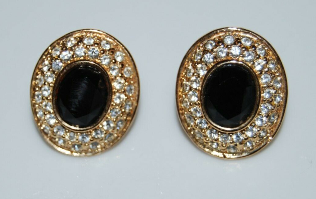 ELEGANT VTG ROMAN COUTURE BLACK CRYSTAL PAVE RHIN… - image 2