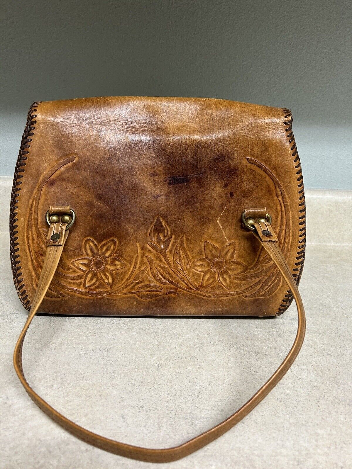 Unique leather Clasp Brown Western Purse - image 2