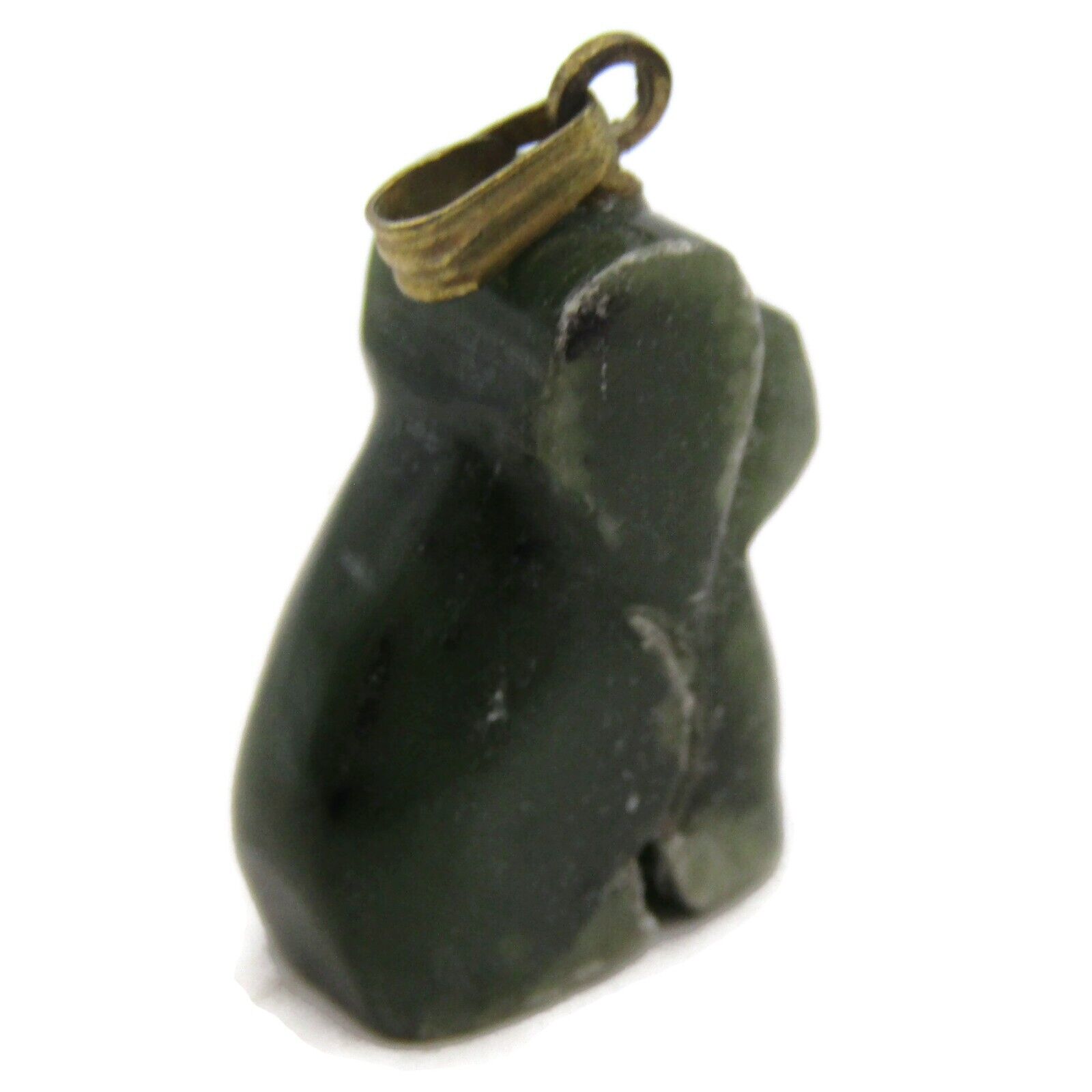 Dog Necklace Pendant Hand Carved Green Stone Vint… - image 3