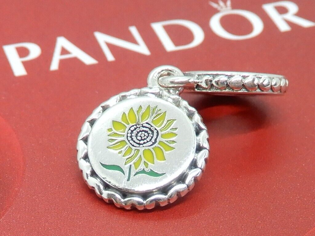 Genuine Pandora Yellow Flower Silver Dangle Charm… - image 3