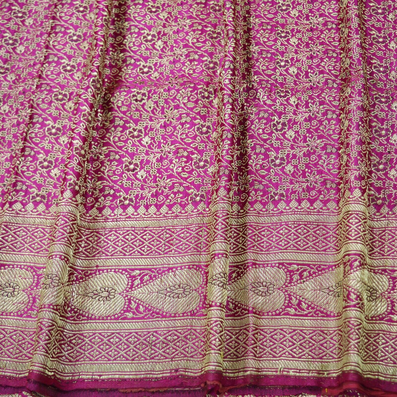 Vintage Sari Heavy Wedding Pure Satin Silk Rani P… - image 17