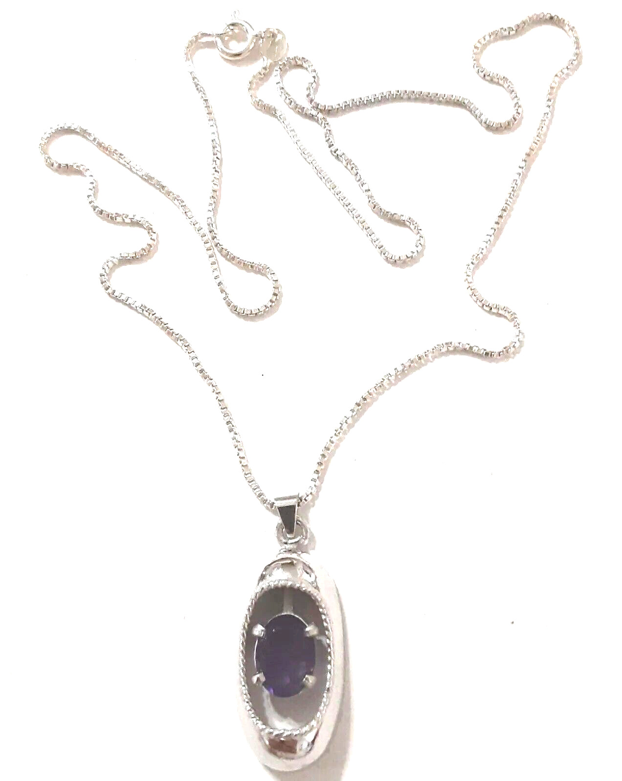 Vtg Purple Amethyst Pendant 925 Sterling Silver N… - image 6