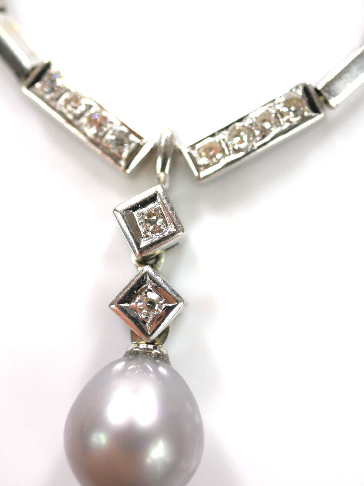 Elegant Necklace - With Diamonds + Drop Shaped Be… - image 7