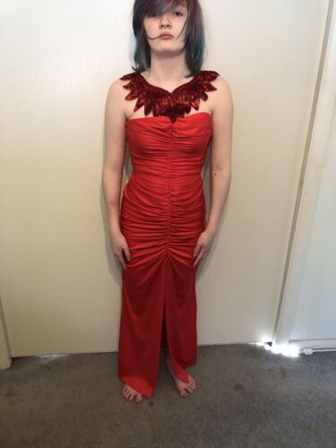 Vtg Fredericks of Hollywood Dress Sz6 Red Spaghet… - image 1