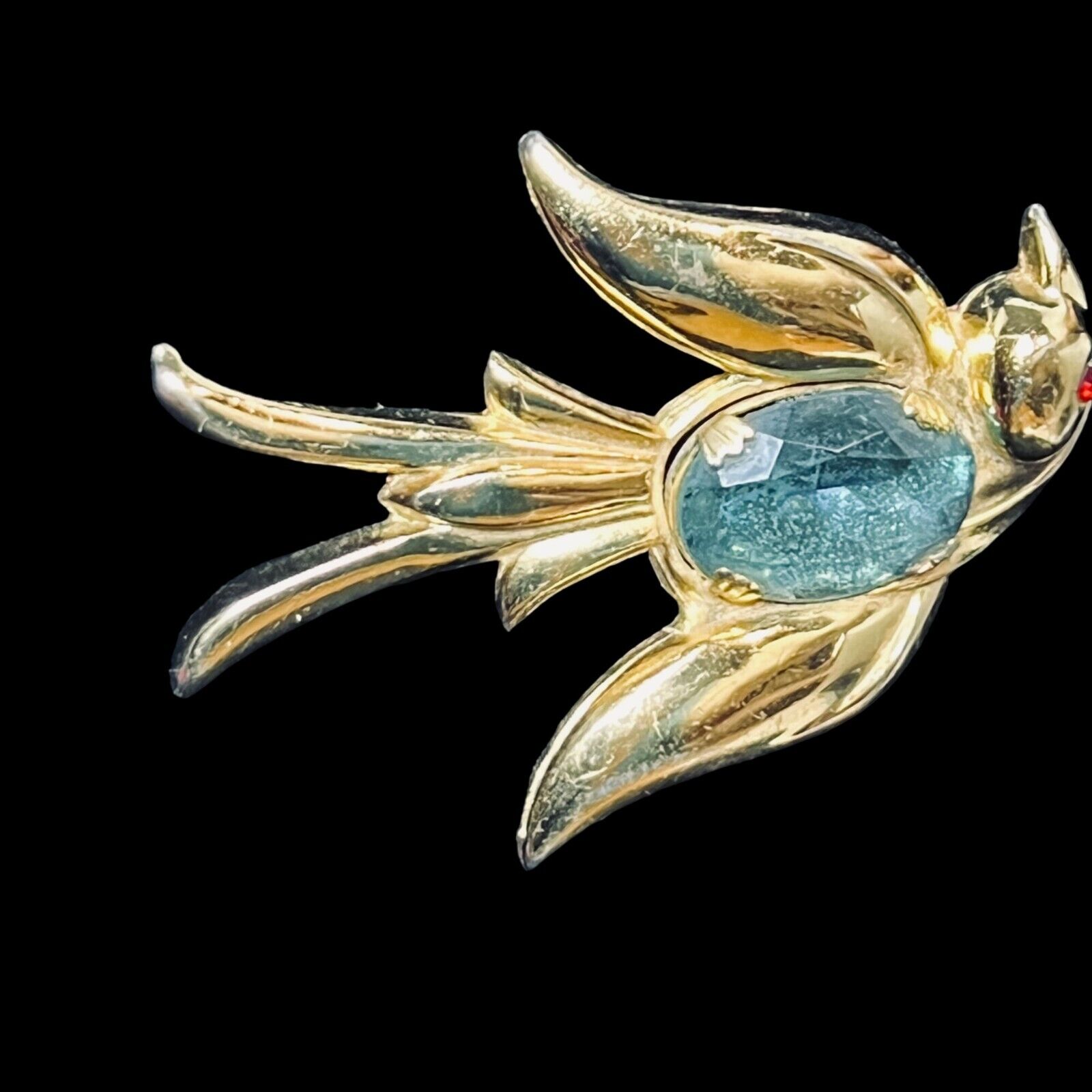 Vintage Pegasus Coro Gold Tone Bird With Blue Fac… - image 3