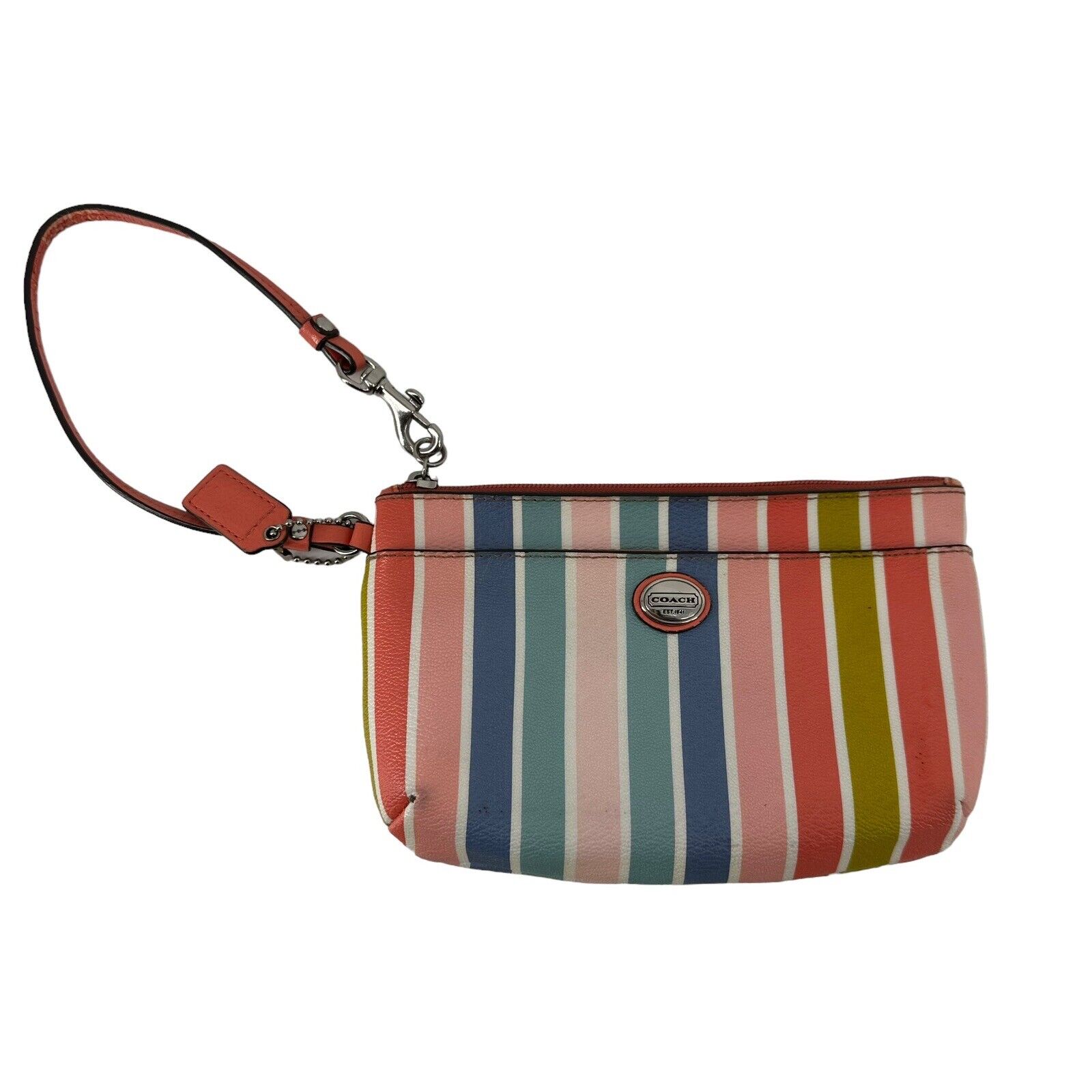 Coach Wristlet Peyton Rainbow Multicolored Stripe… - image 1