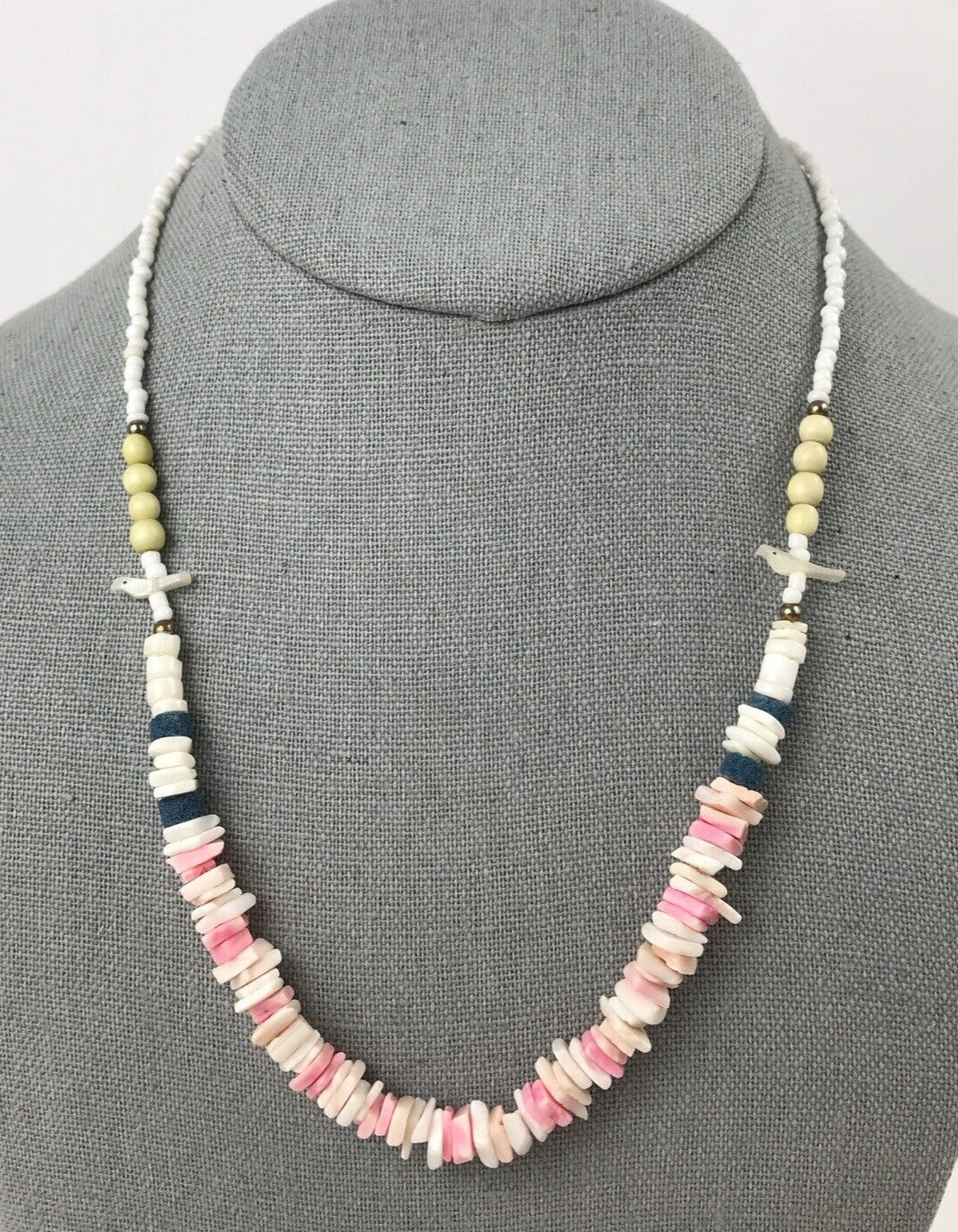 Vintage Fetish Bird Pink Puka Shell Necklace Hawa… - image 2