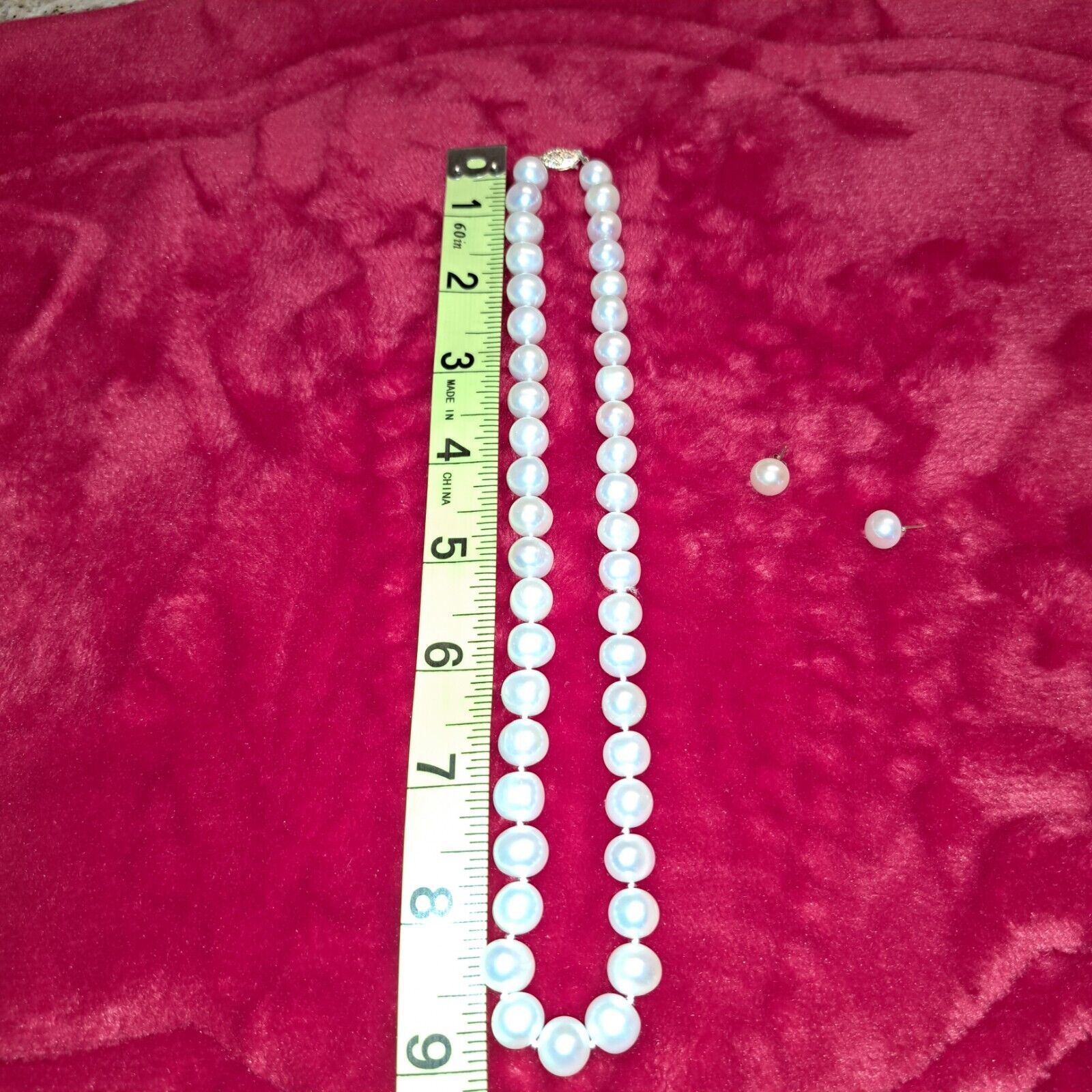 Genuine Cultured White  Pearl Strand Necklace 14K… - image 2