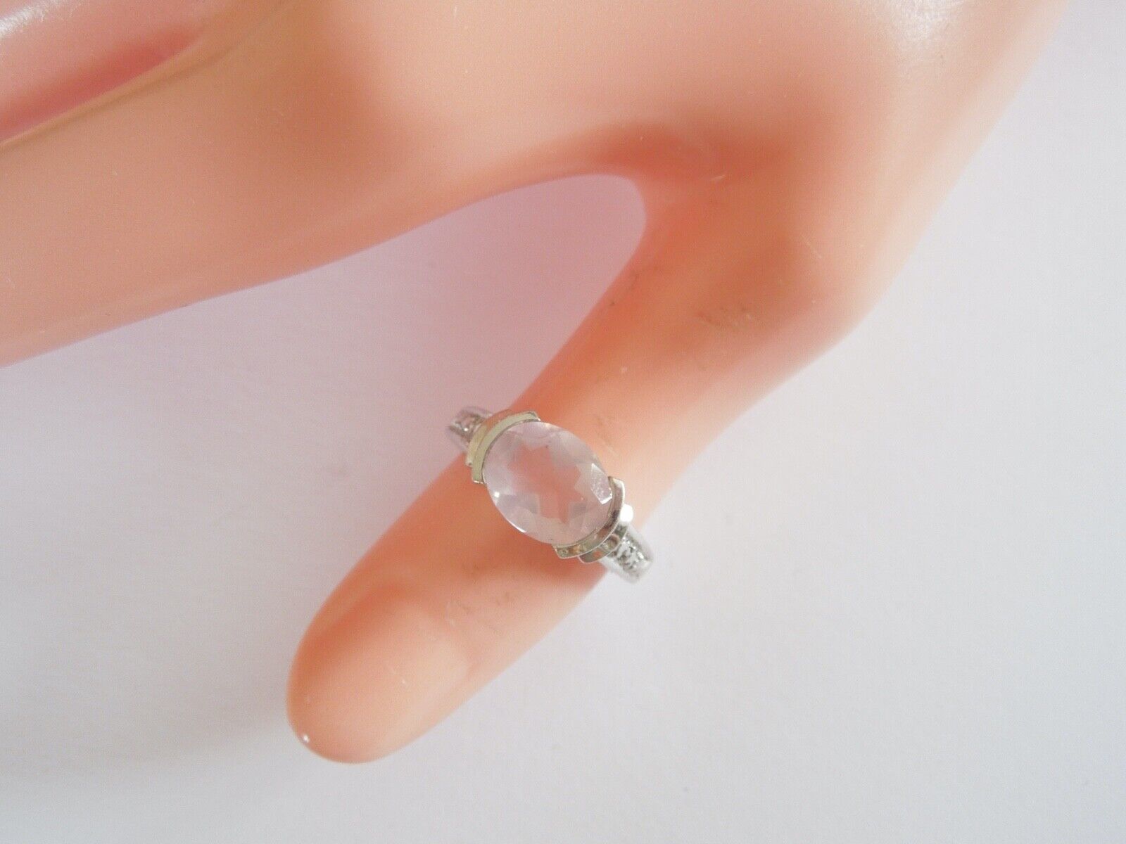 925 Sterling Silver Ring with Rose Quartz 3.6 g/S… - image 8