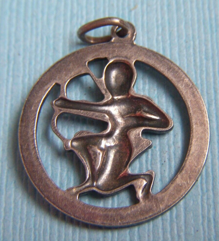 Vintage Sagittarius archer zodiac silver charm - image 2