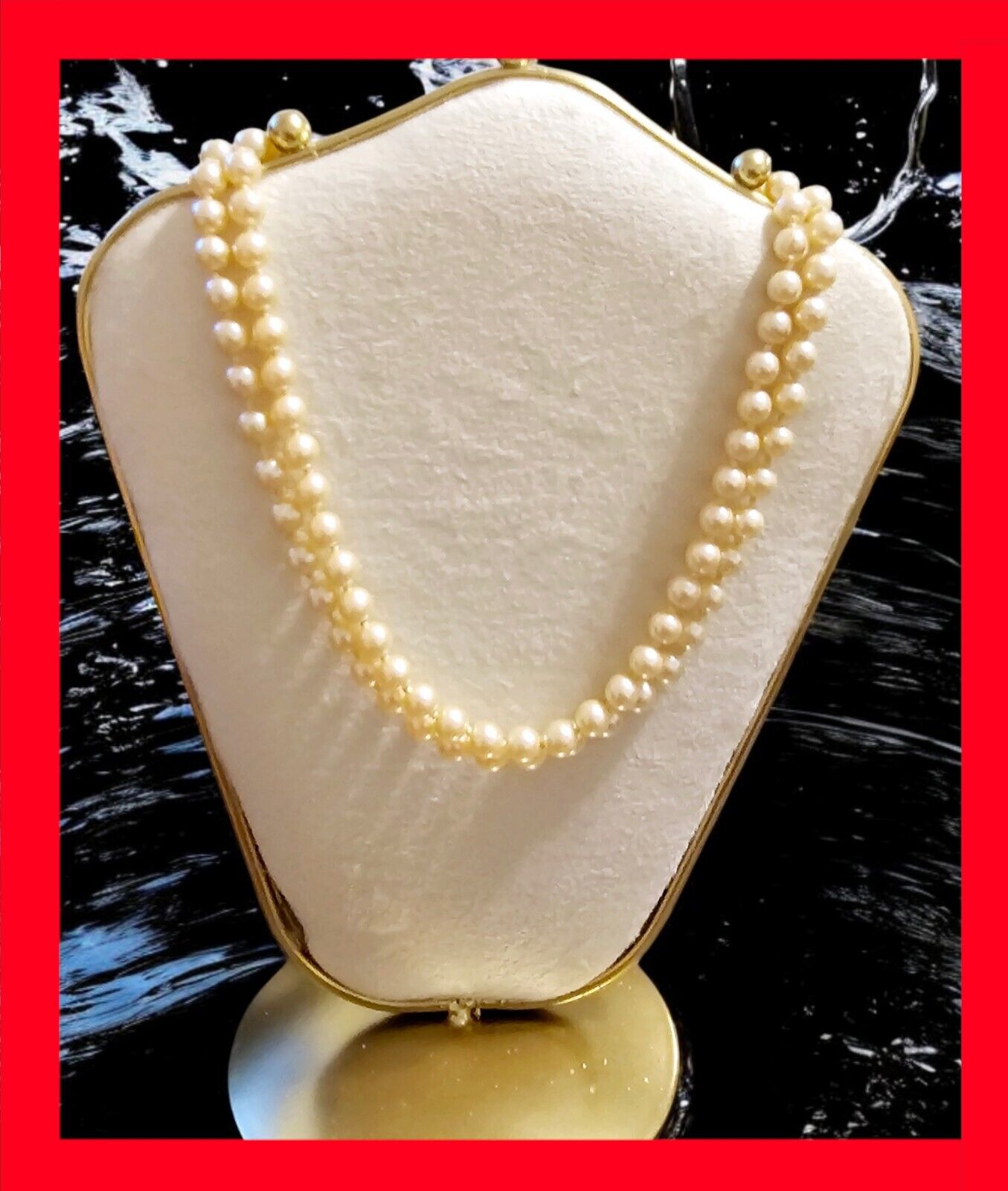 Estate 30 Inch Necklace of 7 mm Genuine White Cre… - image 10