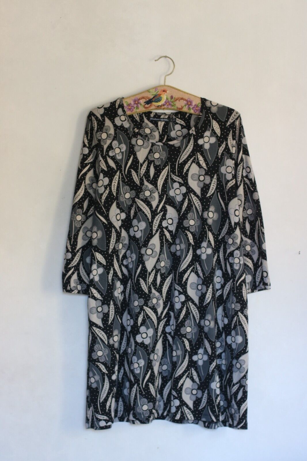 GUDRUN SJODEN white black floral lagenlook blouse… - image 3