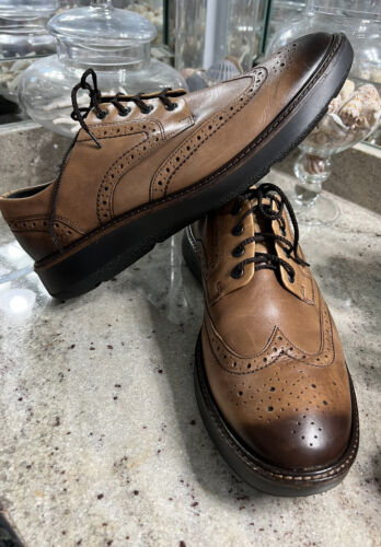 Ecco Tan Brogue Wingtip Oxford Shoes Tan Brown EU… - image 1