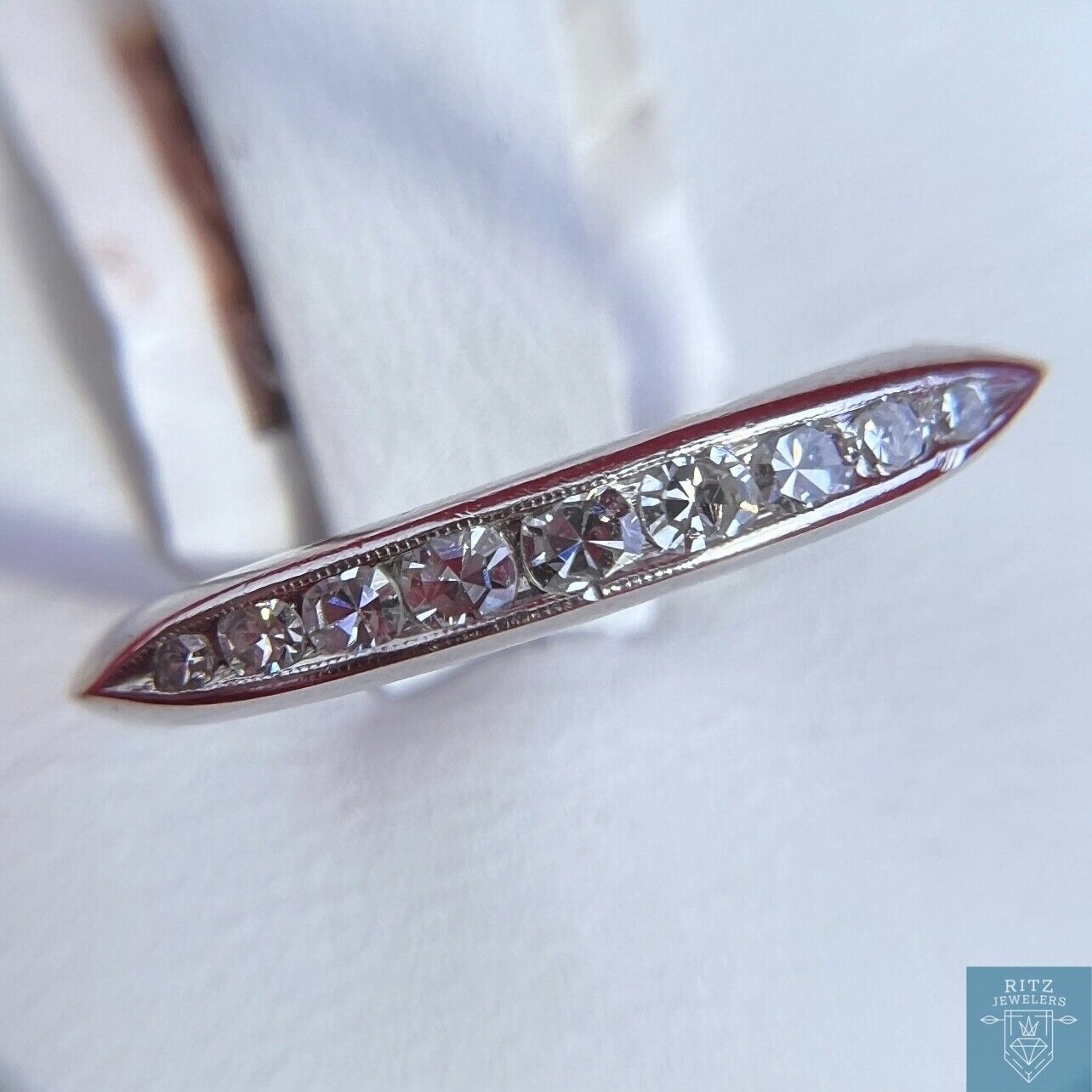 Vintage Platinum Diamond Band (Circa 1940s, Real … - image 1