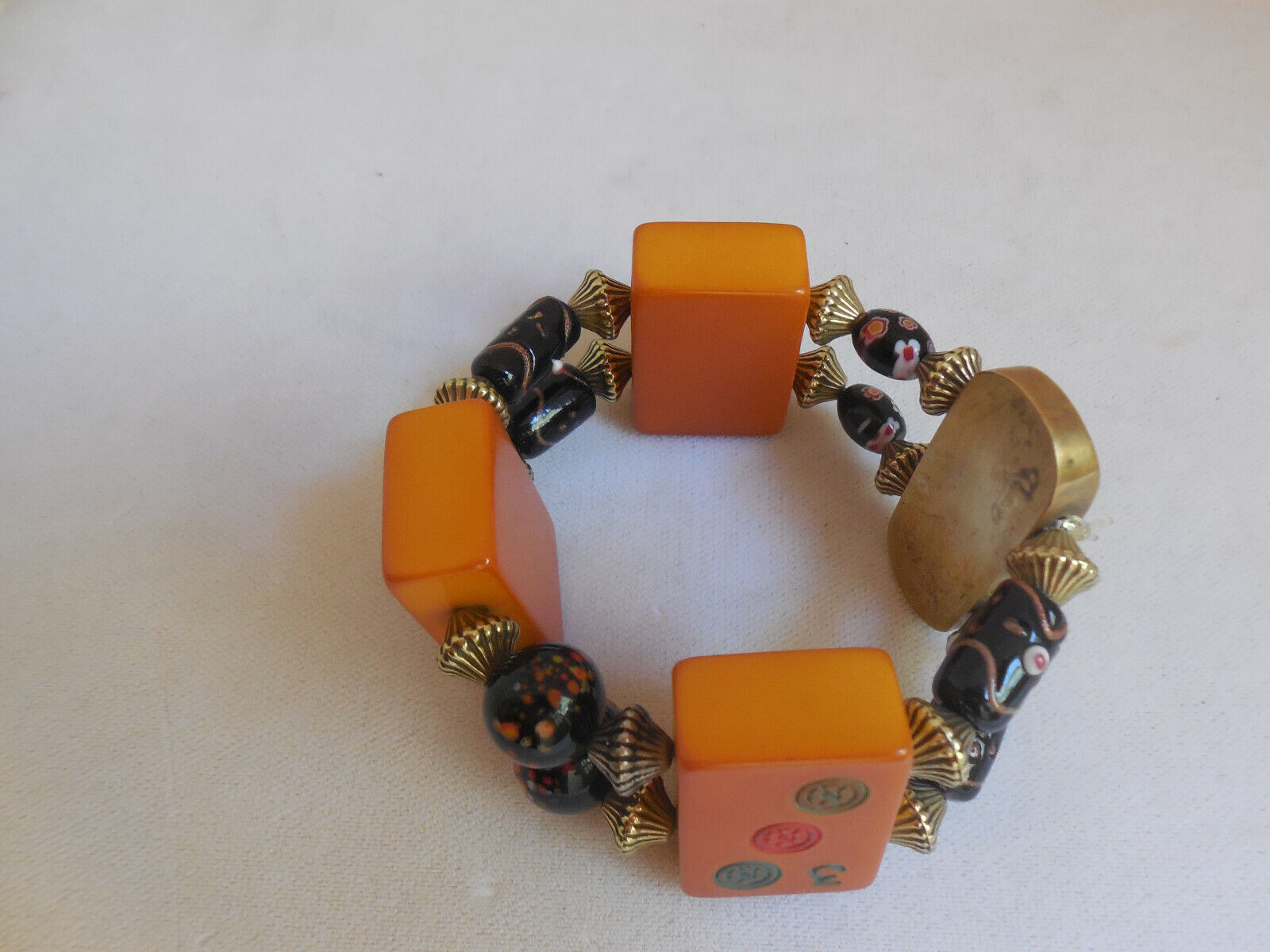 Vintage Bakelite Mahjong Tile Stretch Bracelet - image 9