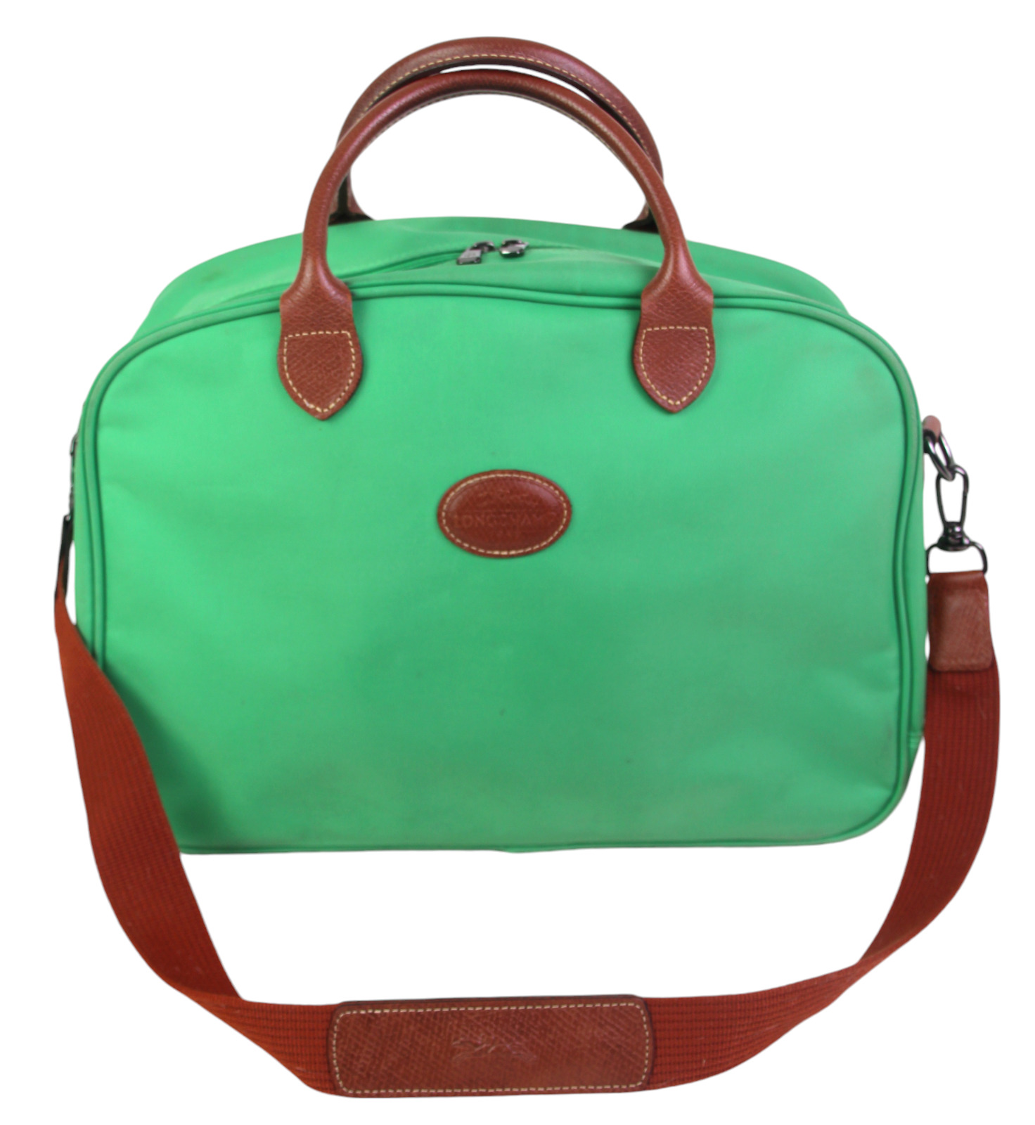 Longchamp GREEN CANVAS BROWN LEATHER ZIP AROUND T… - image 3