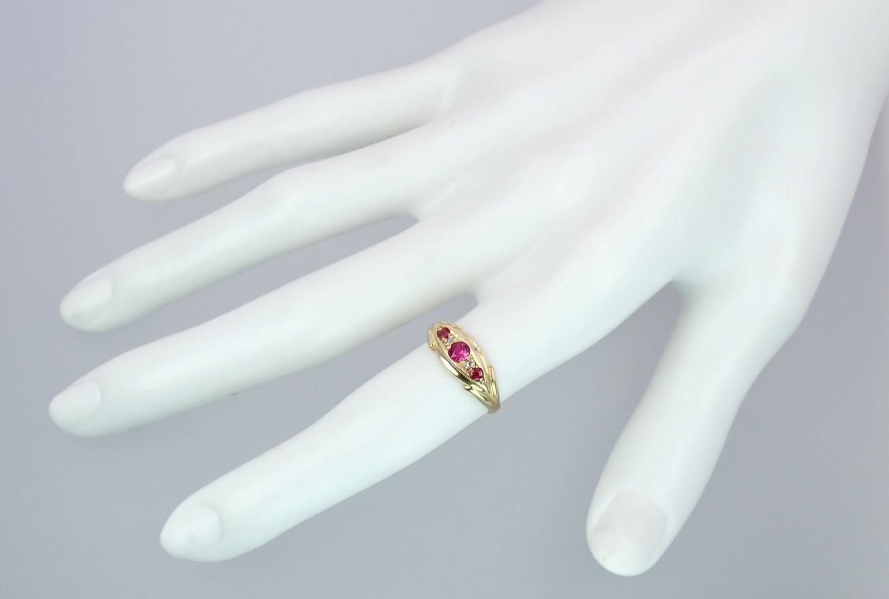 Pretty Antique Edwardian 18K Gold Diamond Pink To… - image 3