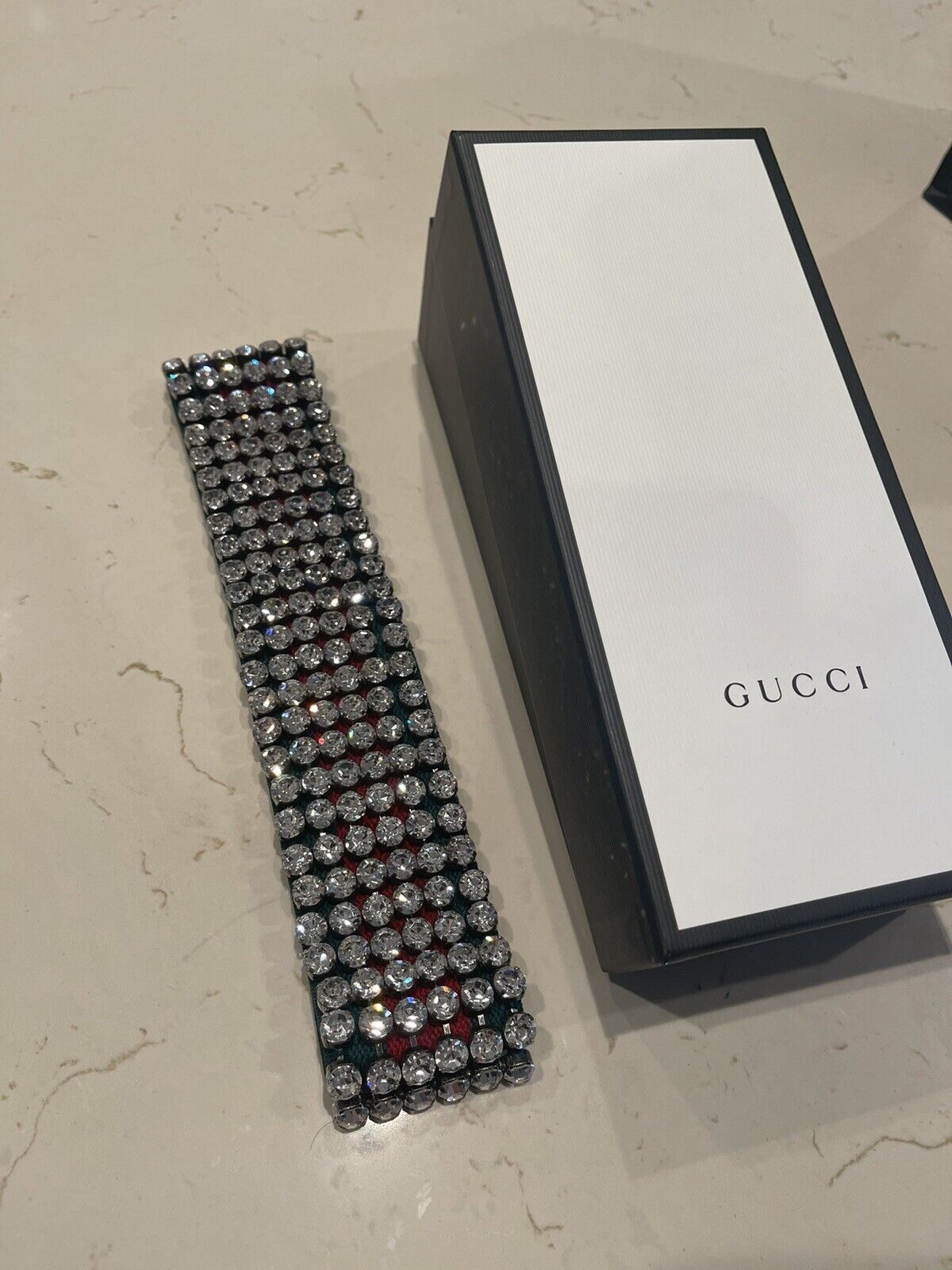 NEW Authentic GUCCI Rhinestone WEB Stretch HEADBA… - image 4