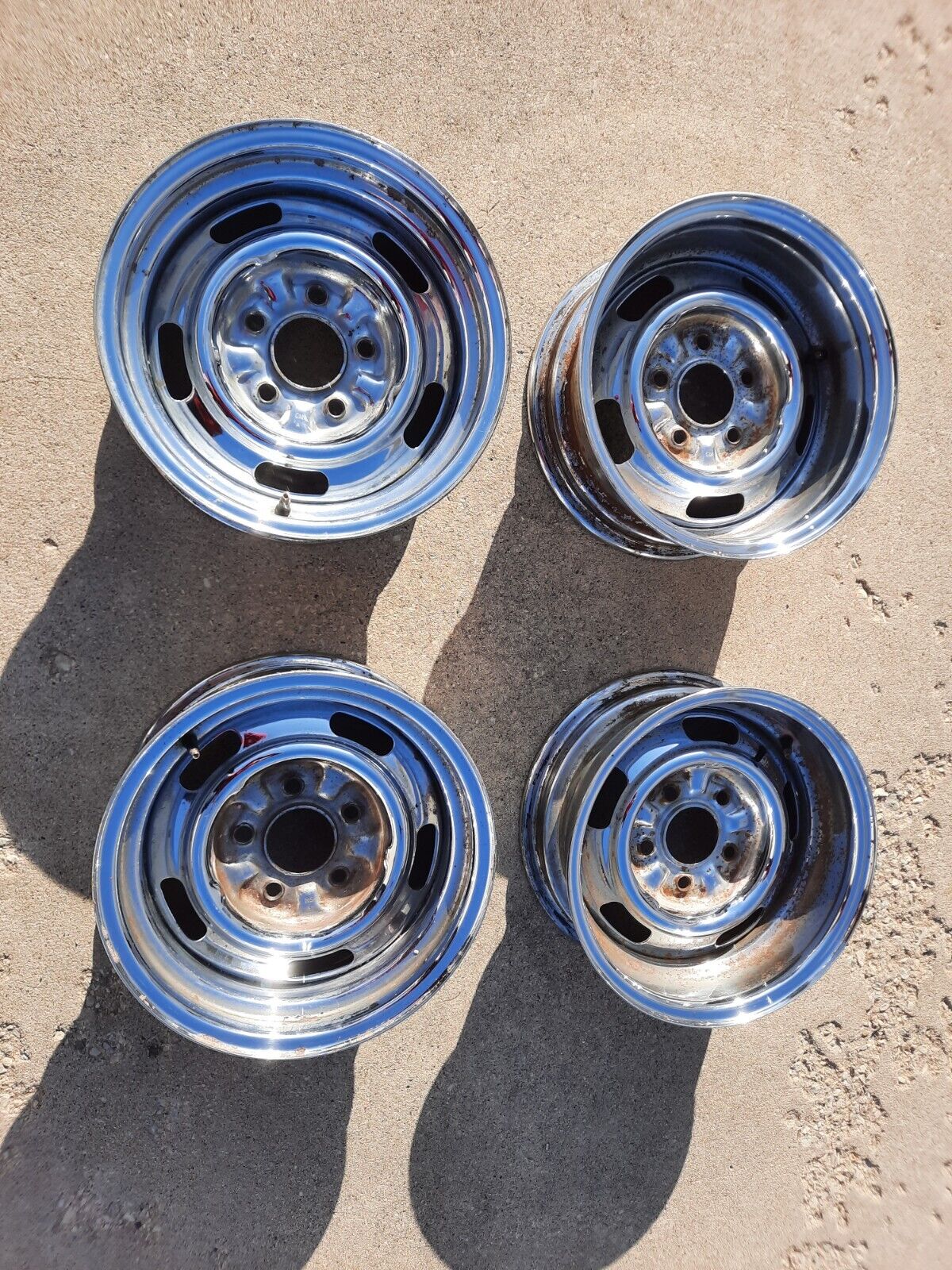 Ratrod Hotrod Nova Camaro GM rally Wheels 14x6 Chrome patina 1960's Set of  4 | eBay