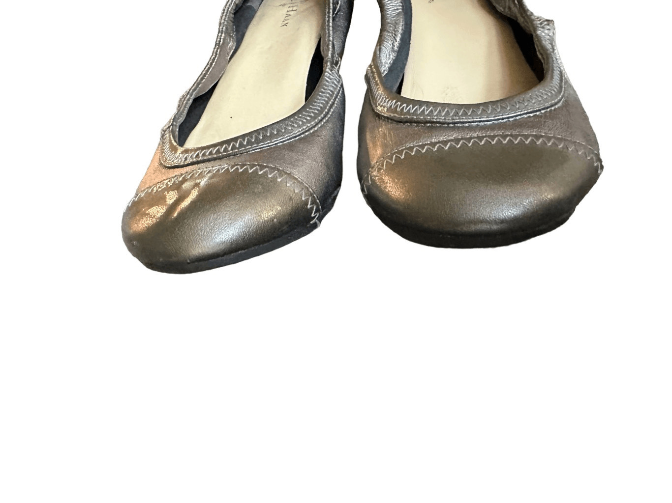 Cole Haan Pewter Silver Leather Wedge Heels - image 7