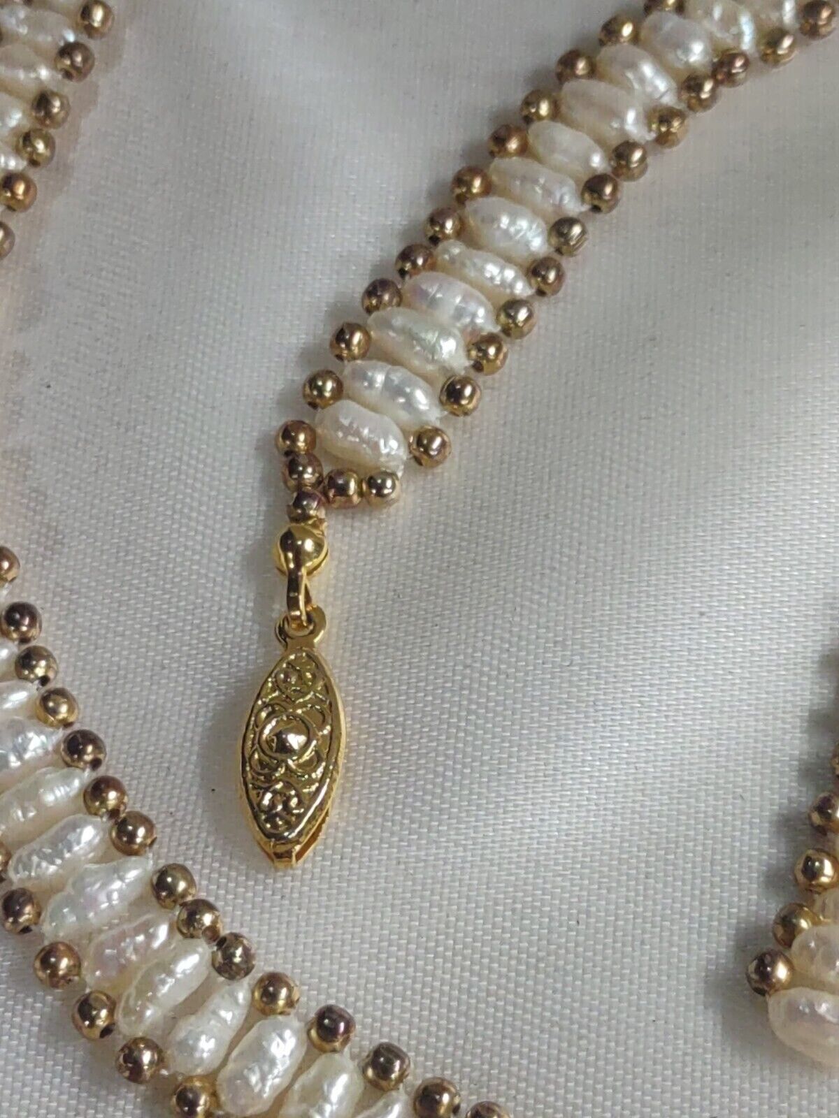 Vintage Freshwater Rice Pearl Necklace, Bracelet … - image 5