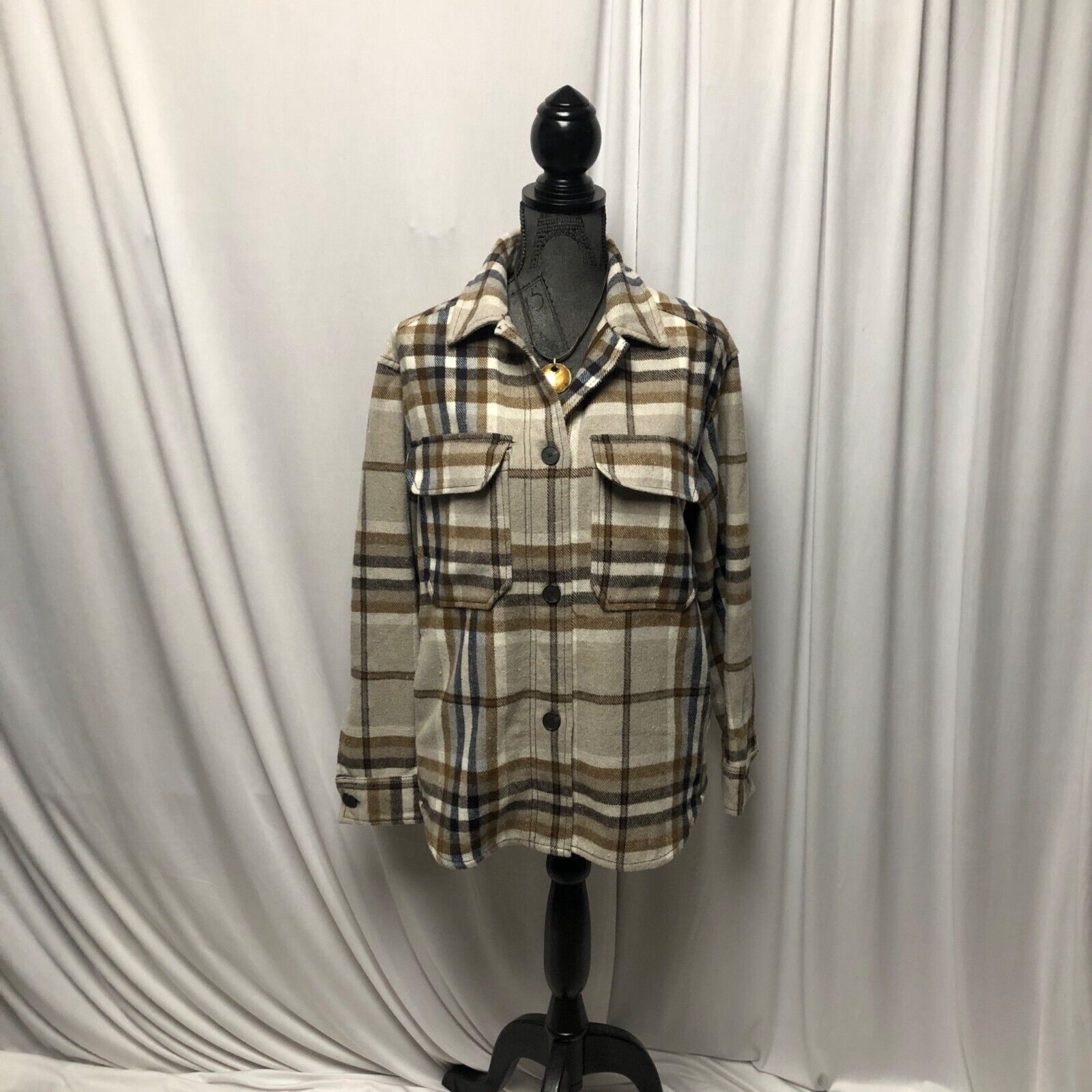 Zara Flannel Shirt Womens Size XS Plaid Button Do… - image 1