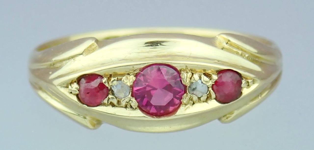 Pretty Antique Edwardian 18K Gold Diamond Pink To… - image 12