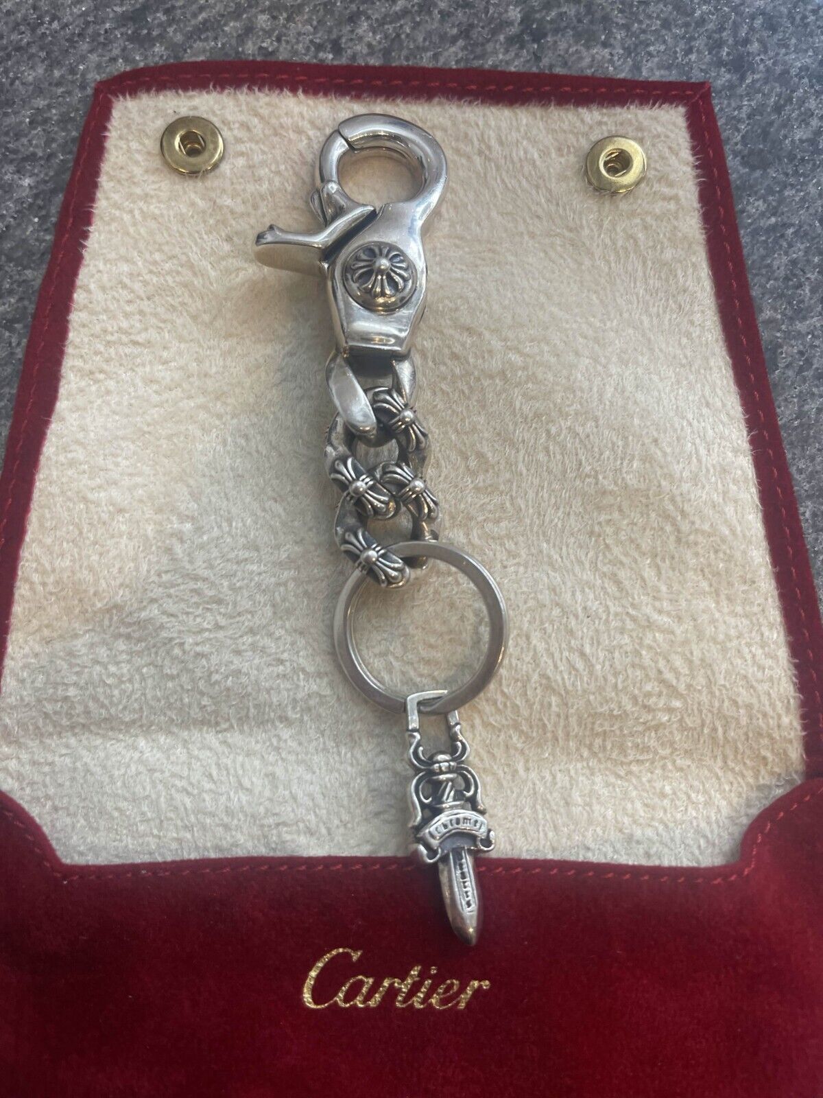 Chrome hearts short extra fancy link keychain sil… - image 3