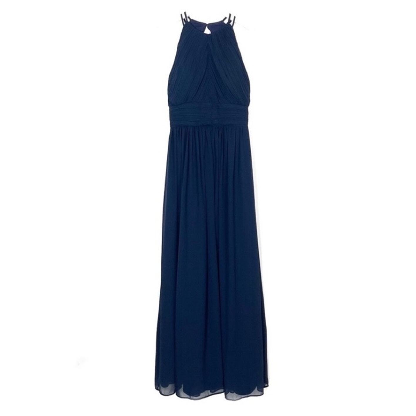 Bill Levkoff Navy Blue Bridesmaid Dress Chiffon H… - image 1