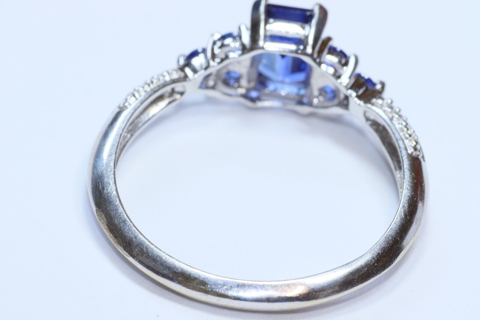 Sapphire 10k White Gold Engagement Ring - image 5