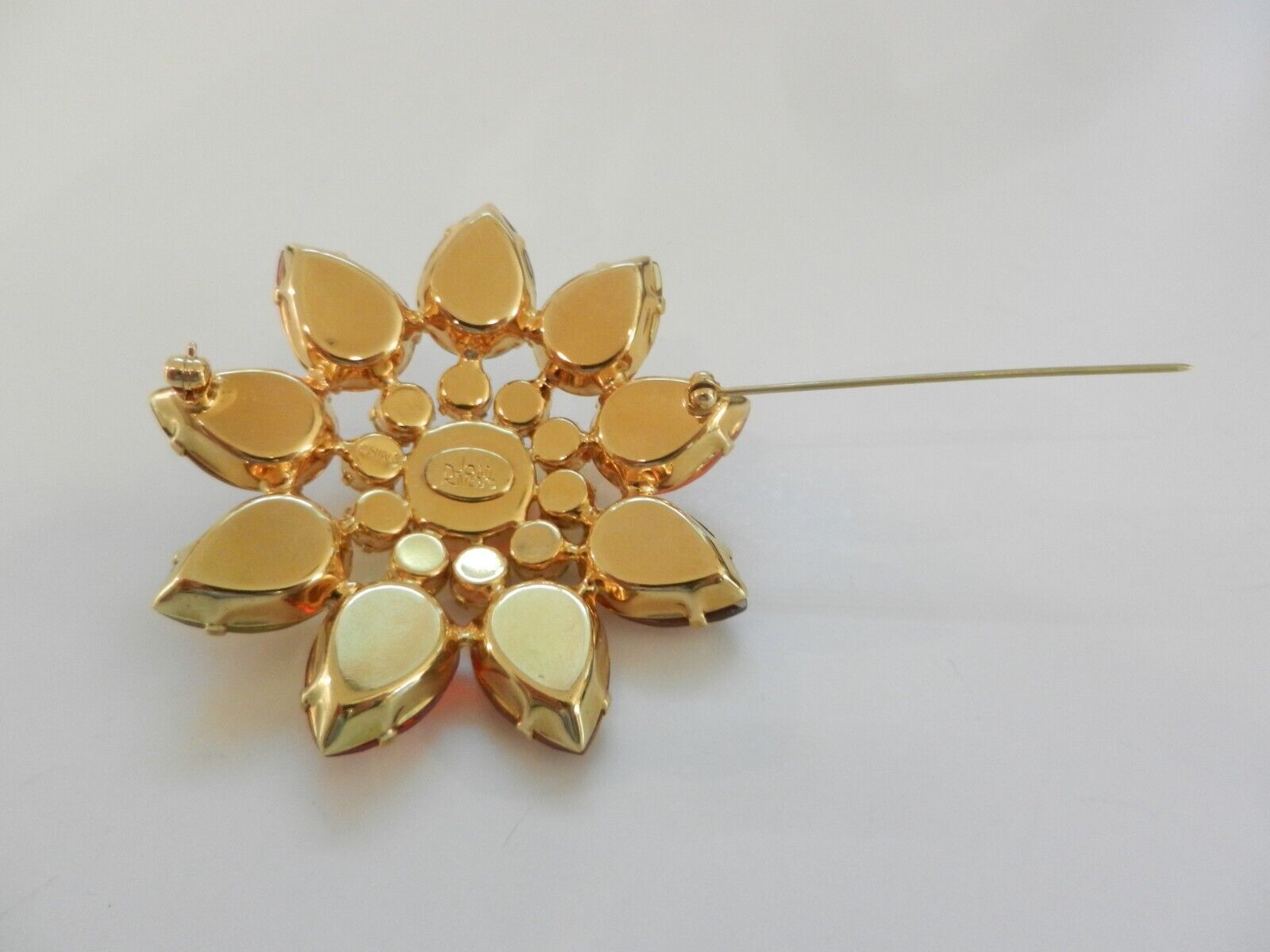 Joan Rivers Autumn Colors AB Flower Brooch Orange… - image 3