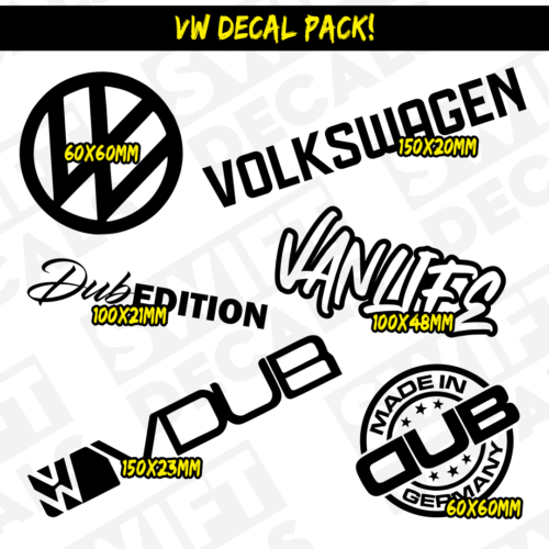 6 x Vinyl Decals Pack VW Logo Dub T4 T5 T6 Stickers Window Stickers Van ...