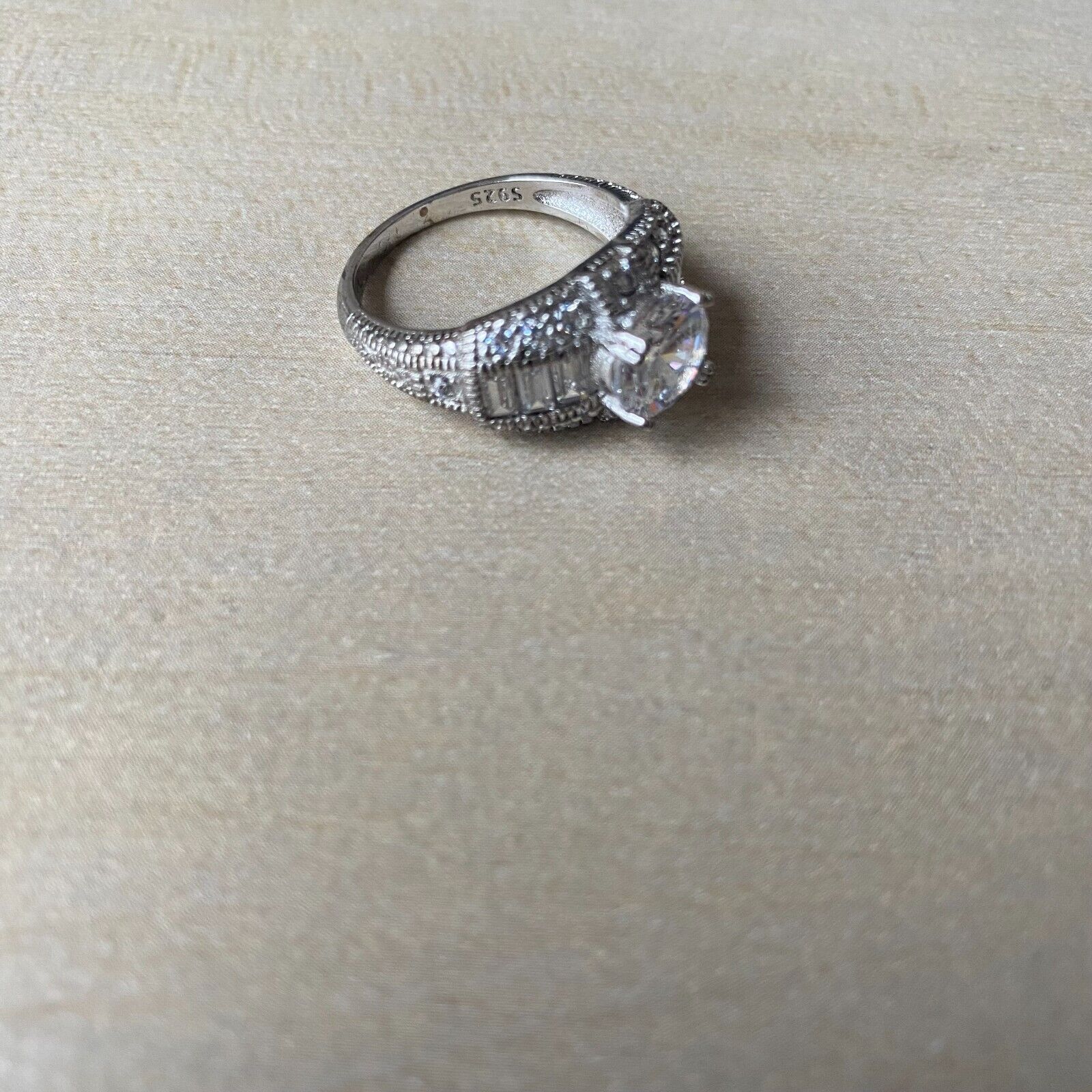 925 Sterling Silver Clear Huge CZ Cocktail Ring A… - image 9