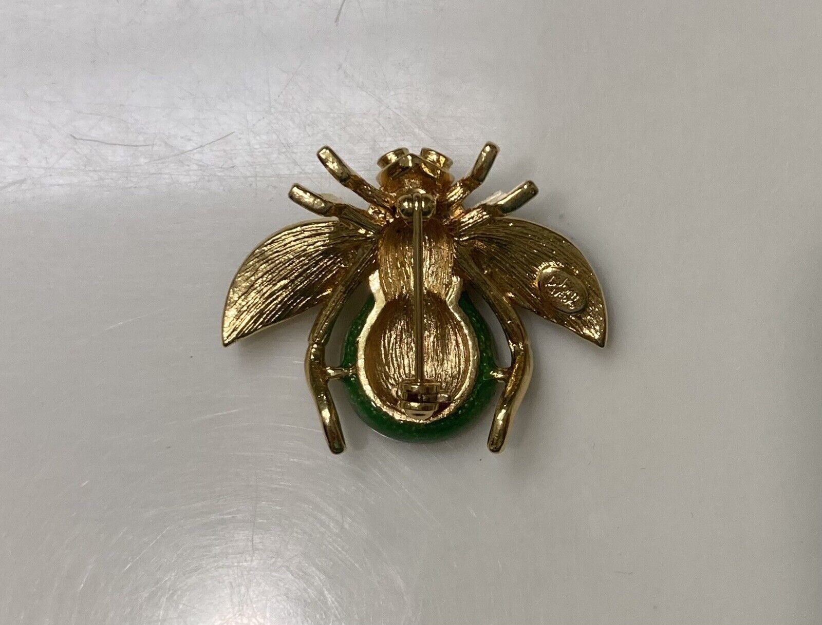 Joan Rivers Bee Pin Brooch Lime Citrus Enamel Cry… - image 4