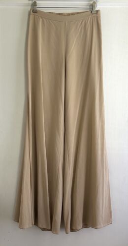 St. John Evening Tan Silk Chiffon Wide Leg Side S… - image 1