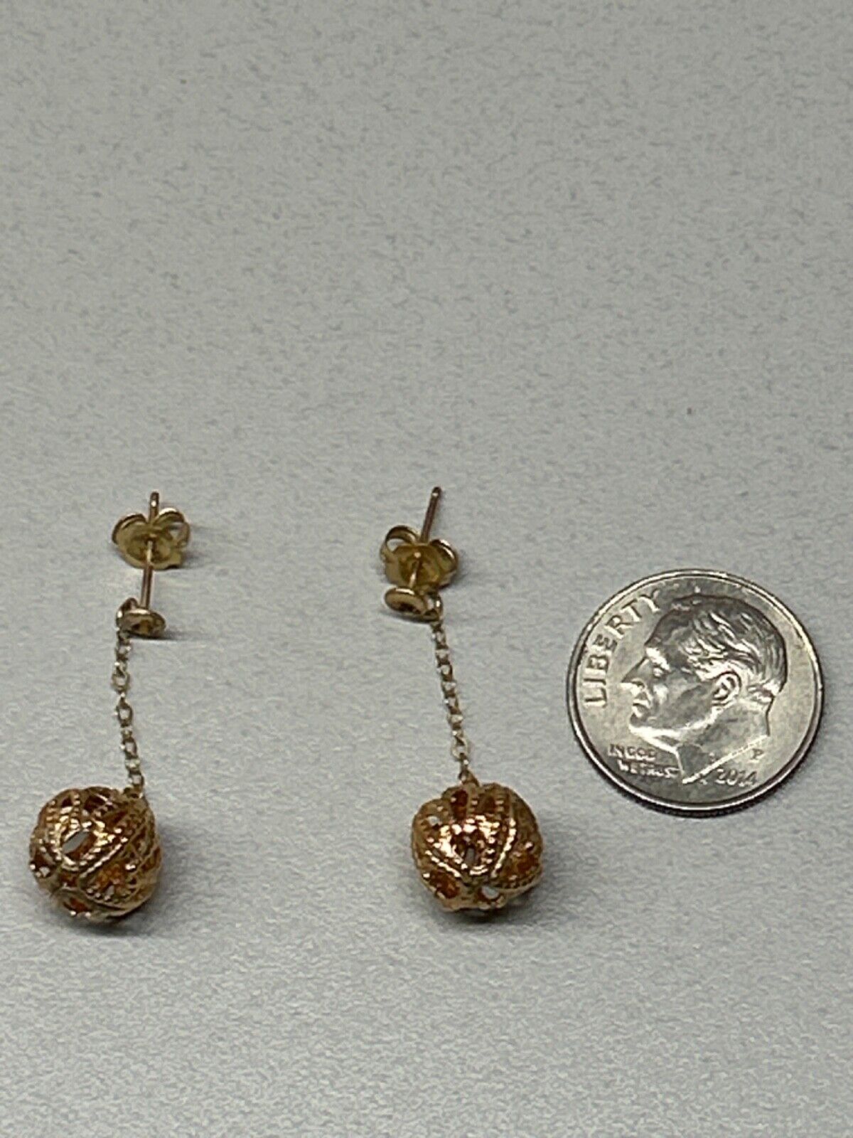 Rose Gold? Dangle Ball Pierced Ear Earrings - image 1