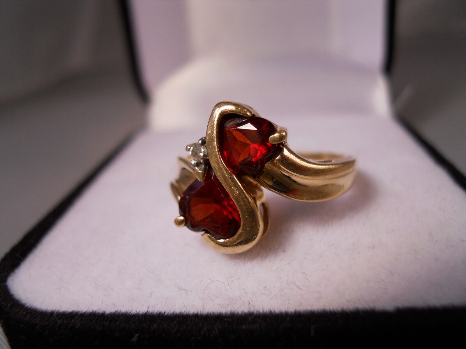 DESIGNER NY 10K YELLOW GOLD RED HEART CUT GARNETS… - image 10