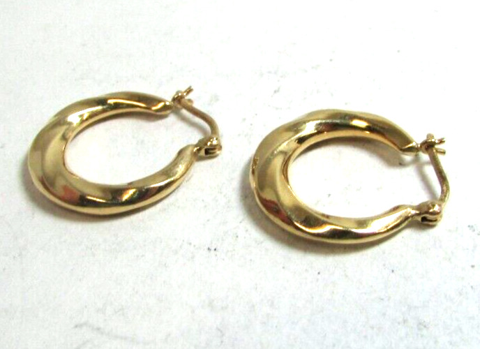 Estate 14K Yellow Gold Twisted Wave Design Hoop E… - image 5