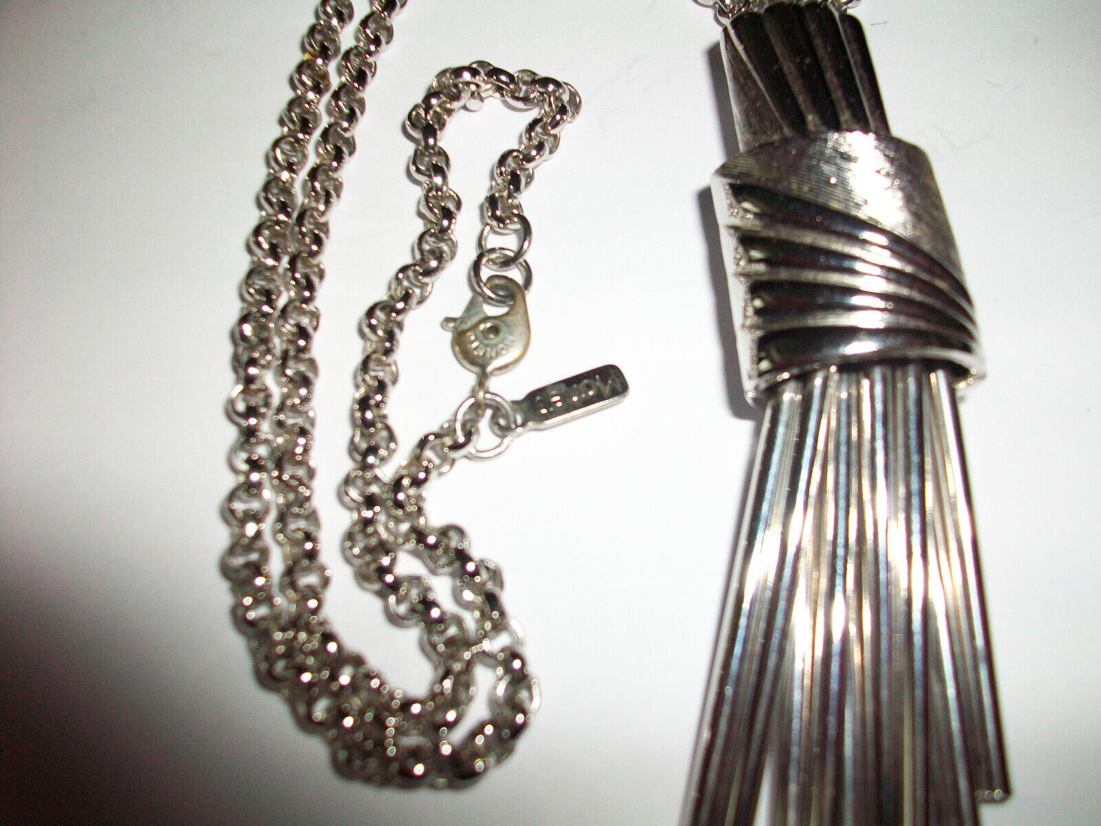 VTG 70's MONET ASYMETRIC SILVER TONE TASSEL BARS … - image 9