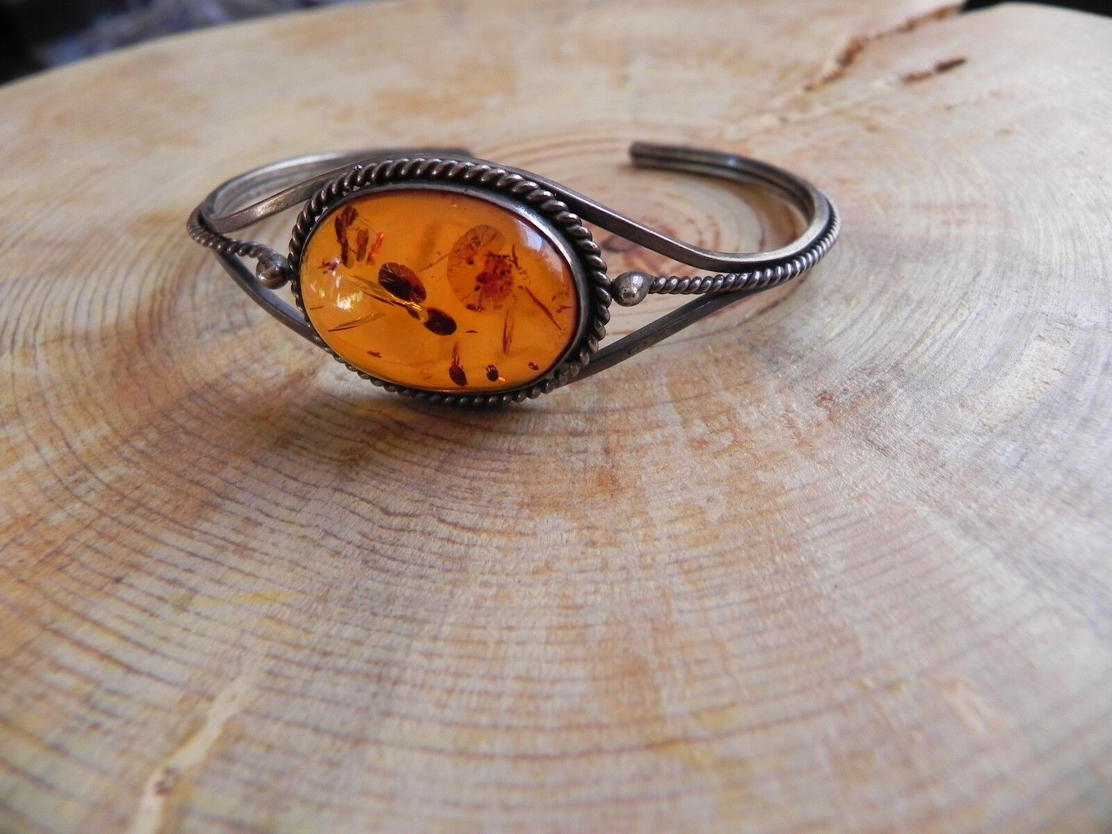 Amber & Sterling Silver .925 Cuff Bracelet - image 3